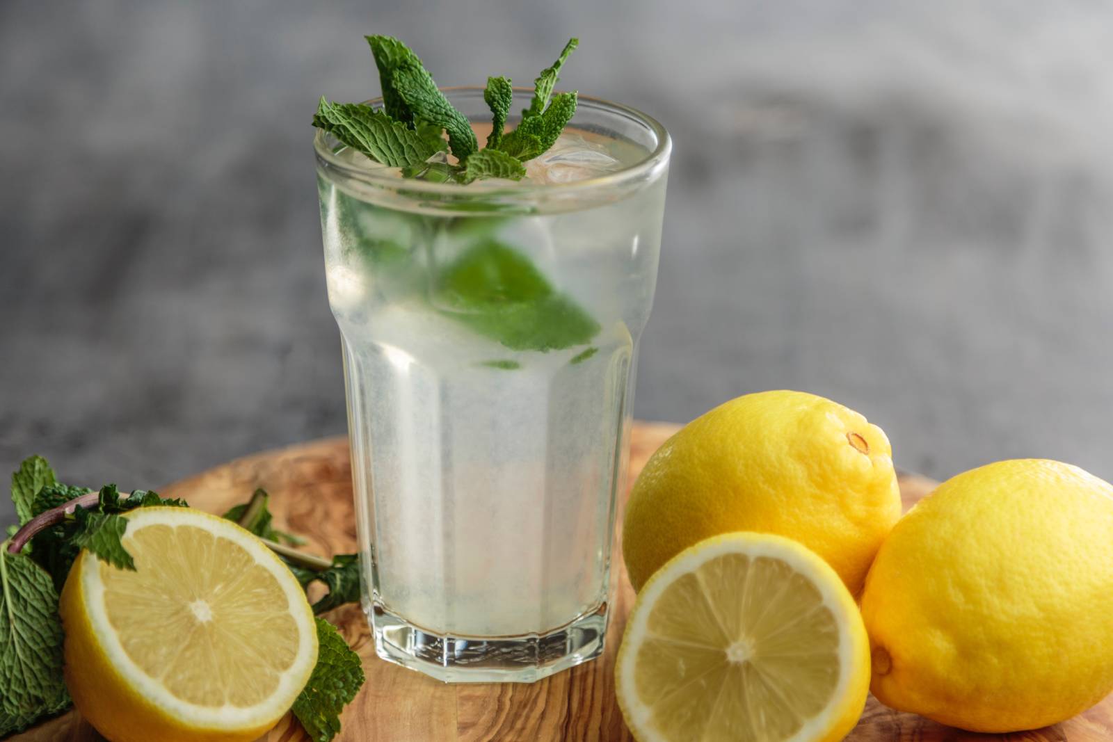 Fresh lemonade in a glass.