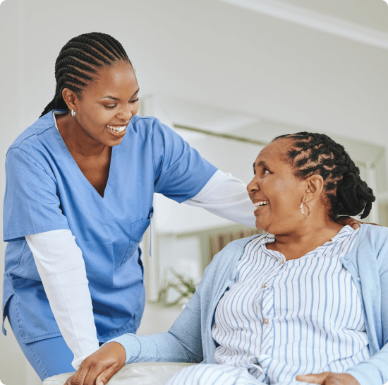 Caregiver with post surgery patient