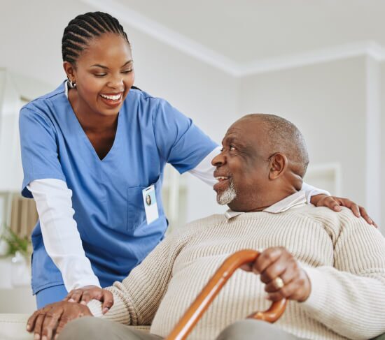 Patient smiiling at the Caregiver