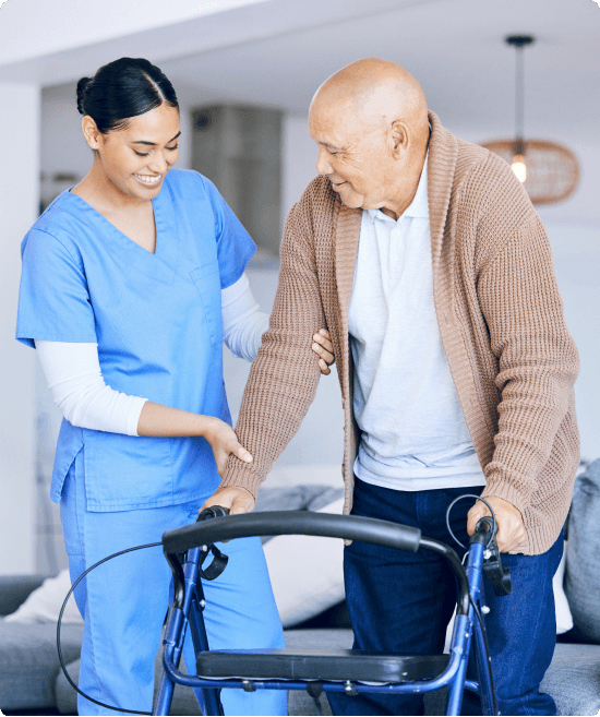 Caregiver with post surgery patient